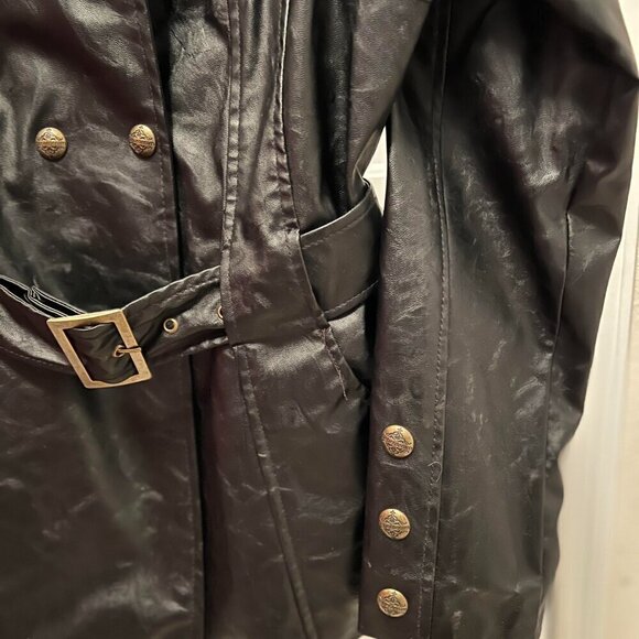 Paper Denim & Cloth Black Belted Double Breasted Trench Jacket - Picture 7 of 12